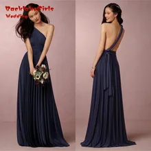 2017 New Royal Blue Bridesmaid Gown Dress Custom Made One Shoulder Bridesmaid Dresses for Wedding Party Vestido Madrinha Formal
