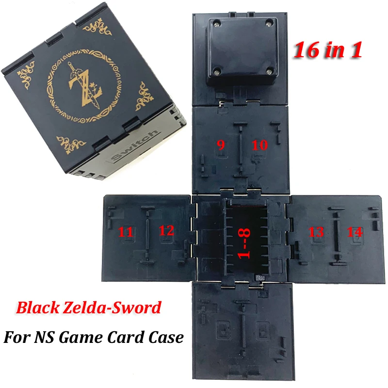 Для nintendo Switch аксессуары портативные игровые карты чехол противоударный жесткий корпус коробка для хранения для nintendo Switch NS игры 16в1 - Цвет: Black ZeldaSword