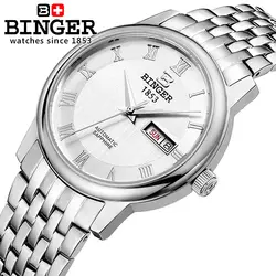 Швейцария мужские часы люксовый бренд Наручные часы Бингер бизнес Механические часы кожаный ремешок сопротивление воды B653G