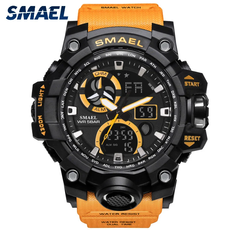 SMAEL Waterproof Military Men's Watches Sport Digital Watch Men Wristwatches Dual Display Quartz Wa