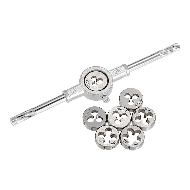 8pcs Metric M3 M12 HSS 4341 Tap and Dies Set + Die Holder Adjustable `T