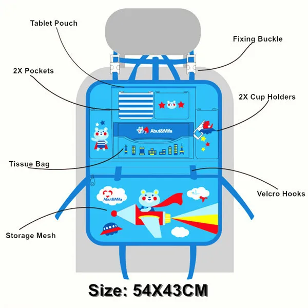 Мультяшный автомобильный Органайзер, автомобильная сумка для хранения сидений, автомобильный держатель для чашки, детская подвесная сумка, автомобильный держатель для хранения салфеток, подставка для планшета