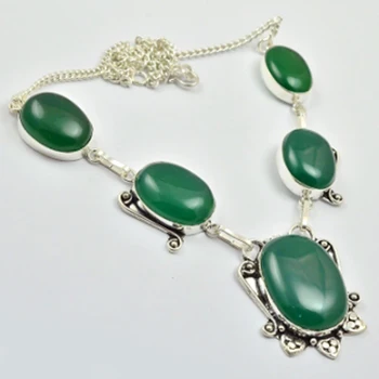 

Chalcedony & Blue Topas Necklace Silver Overlay over Copper , 48.5 cm, N2451