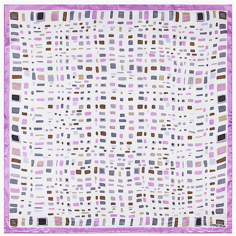 New 60x60cm Spring Style Silk Scarf Women Geometric Dot Pattern NeckerChief Bandana Large Square Lady Gift |