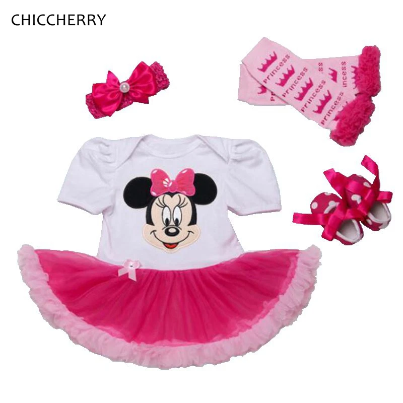 

Fantasia Minnie Summer Baby Lace Romper Set with Headband Crib Shoes Leg Warmers Newborn Baby Girl Clothes Vetement Bebe Fille