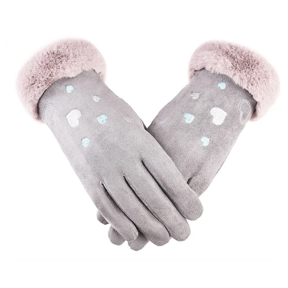 Мисс М перчатки из искусственной замши Теплые для Для женщин зимние Сенсорный экран хлопчатобумажные перчатки для девочек искусственного