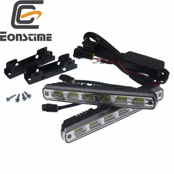 

Eonstime 2pcs White Universal DC 12V/24V COB LED Daytime Running Light Super Car DRL Lamp Installation Bracket Vehicles 12W E4