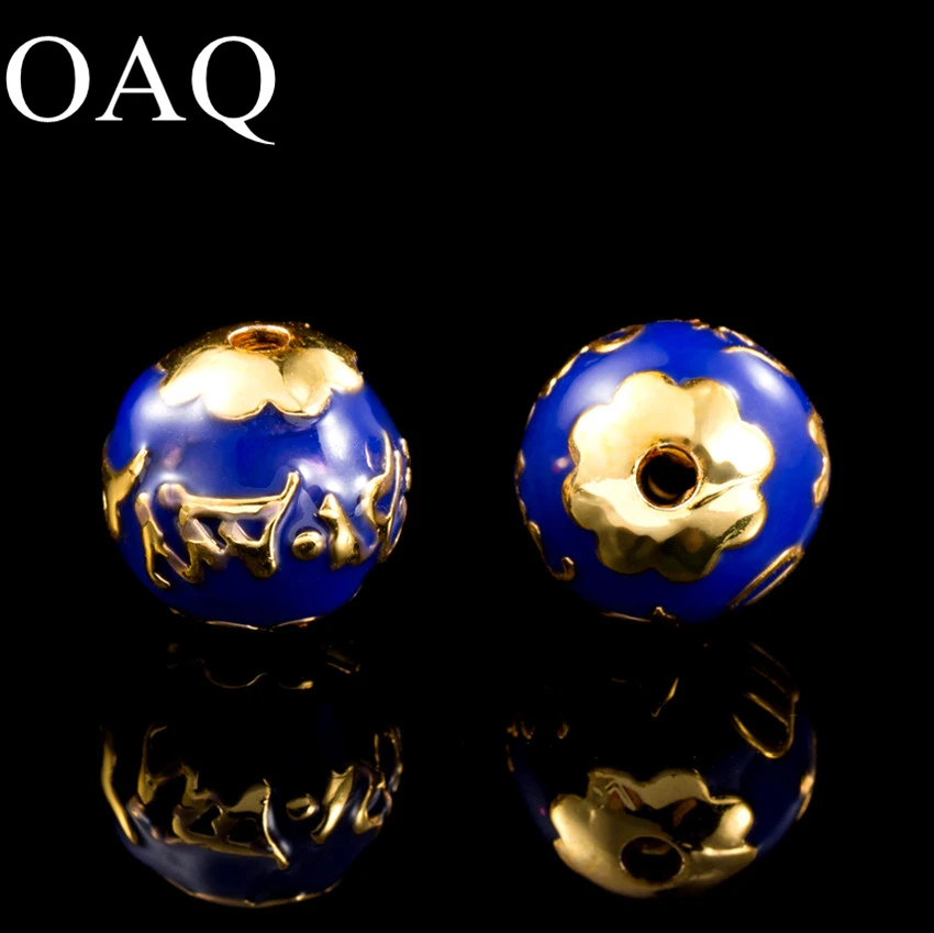 DIY Beads 3pcs Cloisonne Metal Beads For Jewelry Making 10mm Pure Brass