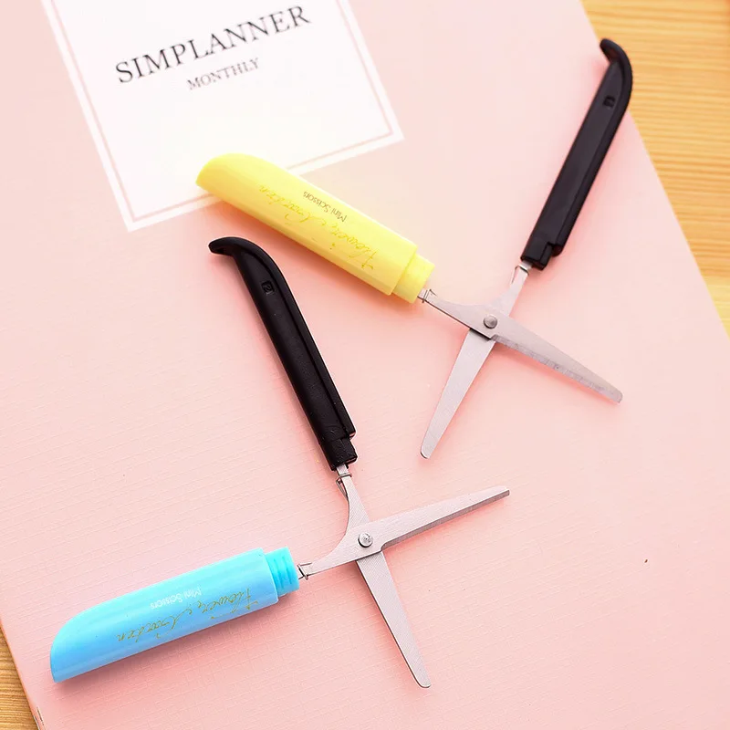 1pc Fashion Color Kawaii Portable Stainless Steel font b Mini b font Scissors Home Office School