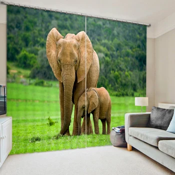 

Blackout Fabric Elephant Luxury 3D Curtains For Living room Bedding room Drapes Cotinas para sala for Hotel Home Decorative.