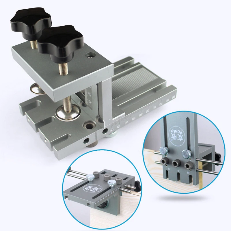 3 en 1 DIY trabajo de la madera agujero de perforación posicionador guía localizador Jig Kit de sistema de carpintería de aleación de aluminio herramienta de trabajo de madera - 1