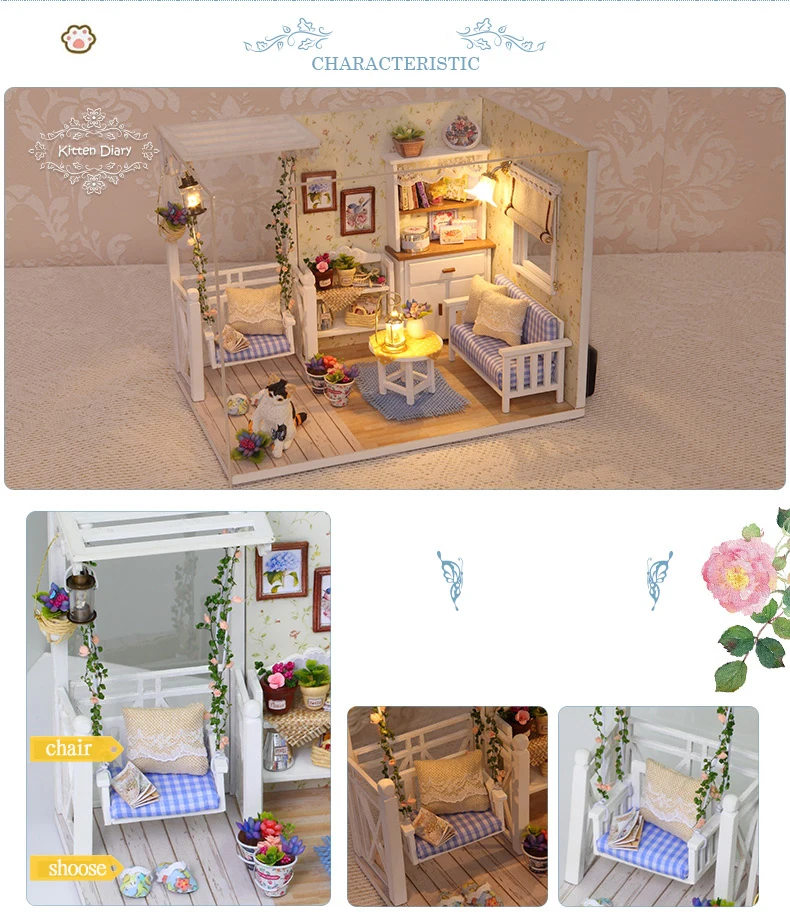 OLOEY кукольный дом мебель миниатюрный кукольный домик DIY миниатюрный дом комната коробка театр игрушки для детей DIY кукольный домик H13