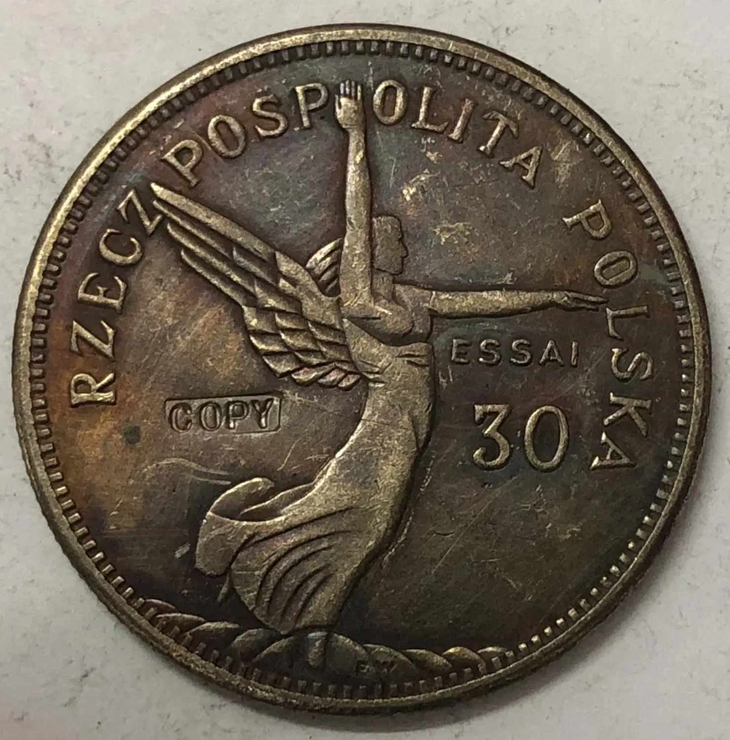 

1928 Poland 5 Zlotych Nike; Trial Strike Essai 30