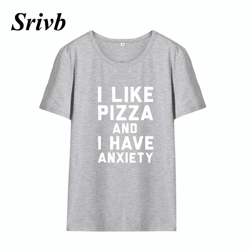 Женская хлопковая футболка с надписью Srivb I Like Pizza летняя коротким рукавом в стиле