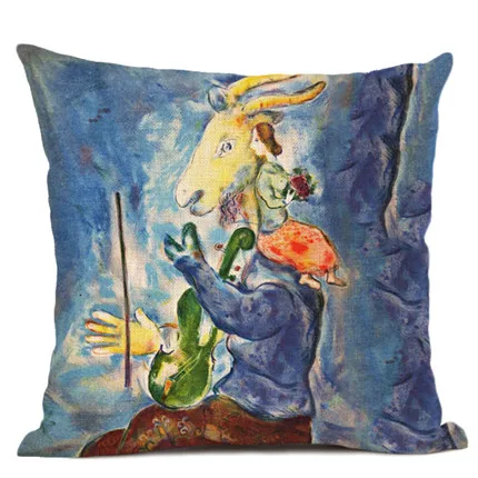 05 Master Chagall, льняная наволочка с рисунком маслом, декоративная наволочка для подушки для офиса и дома, Almofada Cojines Coussin - Цвет: 05