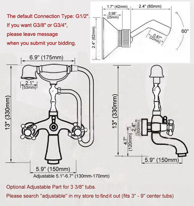 Modern Wall Mount Polished Chrome Brass Bathroom Tub Faucet Clawfoot Hand Shower Mixer Tap Telephone Shape Hand Spray ana230