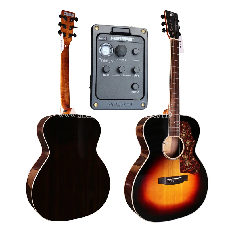 Solid Top Guitar With pickup,40" Electric Acoustic Guitar