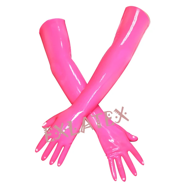 Latex Gloves Unisex Fitness Gloves Long Sleeve Gloves Latex Rubber Pink