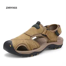 Мягкие и удобные летние мужские сандалии на плоской подошве повседневная обувь Новая летняя дышащая обувь из натуральной кожи пляжные сандалии на плоской подошве
