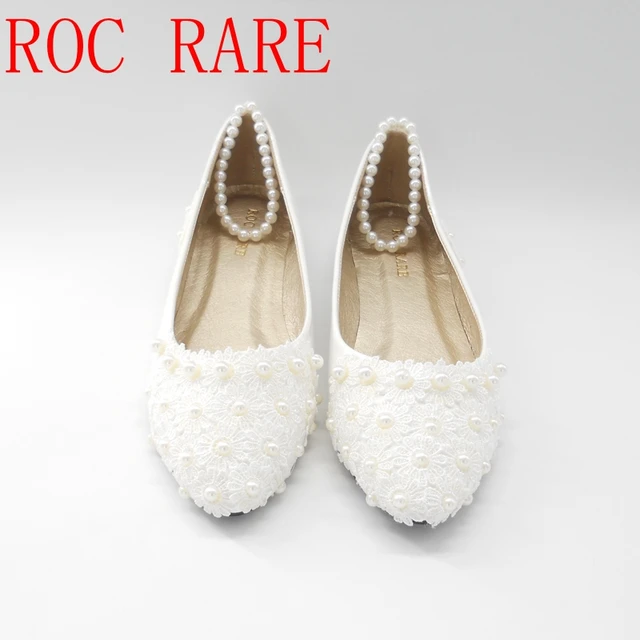 white bridal shoes with pearls