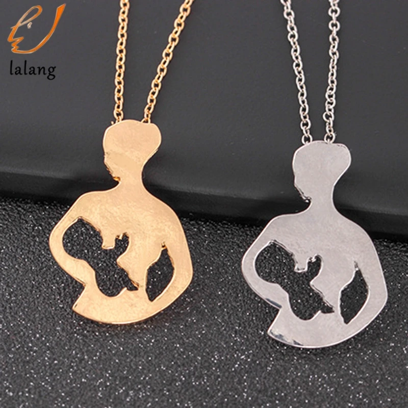 Charming Baby Mother Necklace Family Love Mother Holding Daughter Son