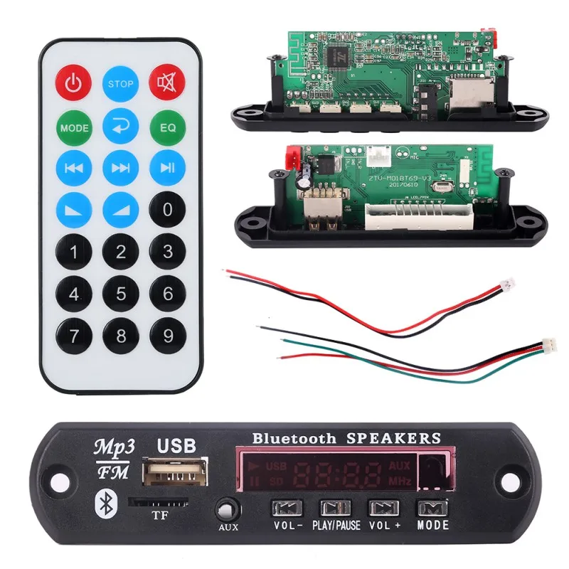 Универсальный 7-12 в автомобильный Bluetooth MP3 декодер плата декодирования плеер модуль Поддержка FM радио USB/TF ЖК-экран пульт дистанционного управления