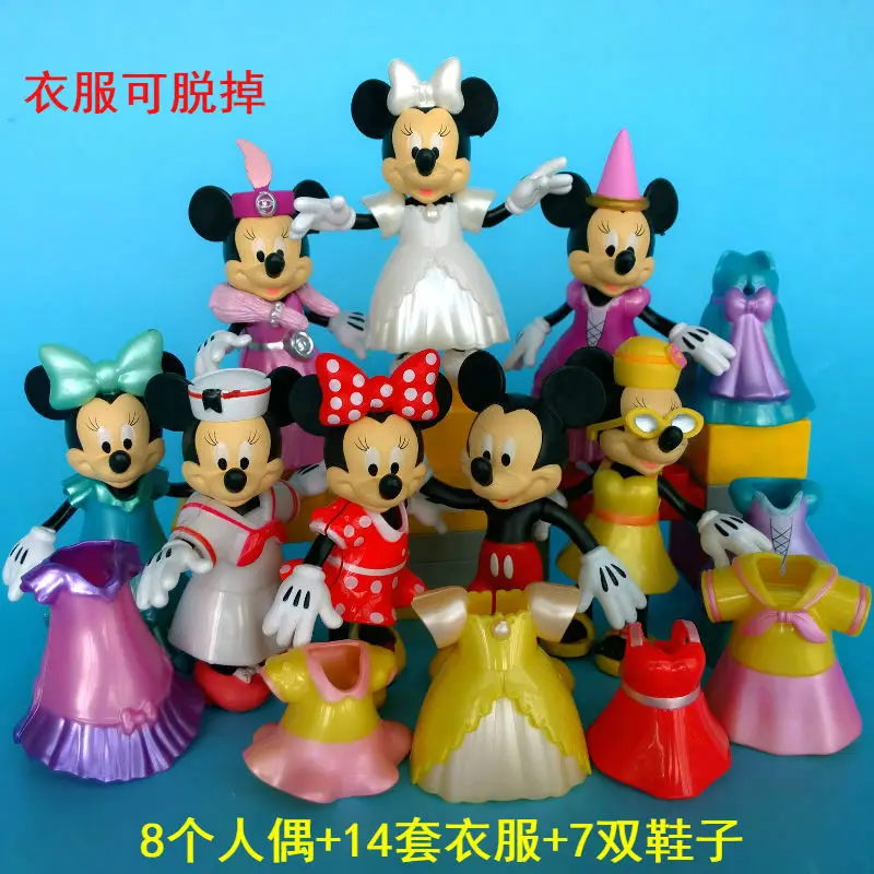 8 Disney Mickey Minnie Changed Dress Action Figures Doll Kids Playset Decor Toy