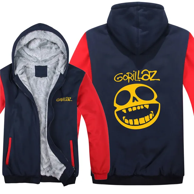 Gorillaz Hoodies Jacket Winter Men Casual Wool Liner Fleece Hip Hop