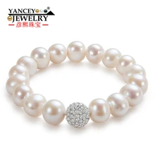 Янси Новинка, часы natural, 11-12 мм белый формы яркий свет пресноводный жемчуг браслет из больших жемчужин, с S925 Серебряный простые модные браслеты