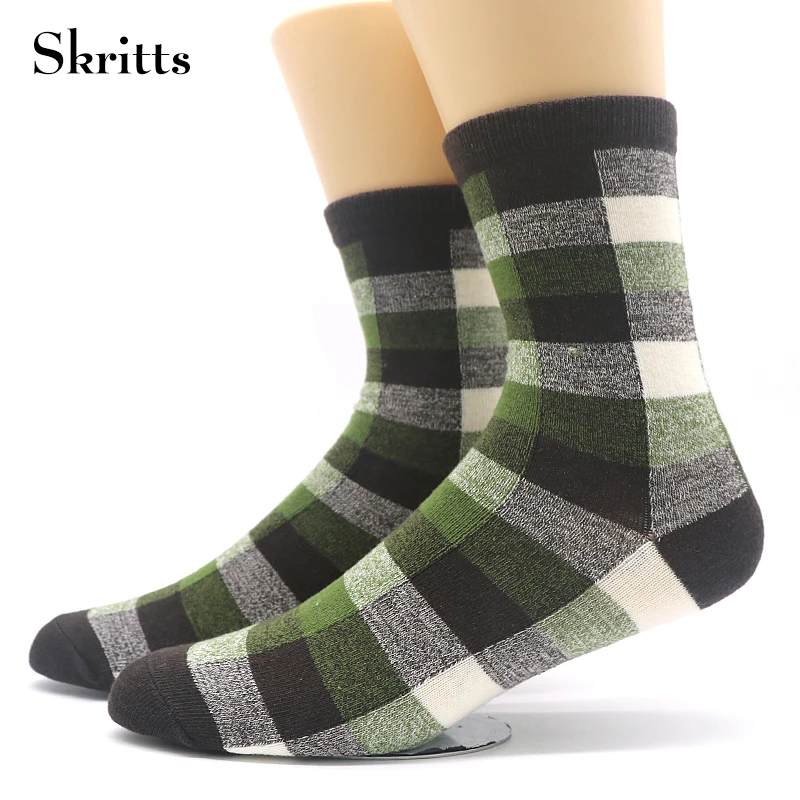 Skritts Cotton Thick Sock for Men Colorful Rhombus Pattern Printed