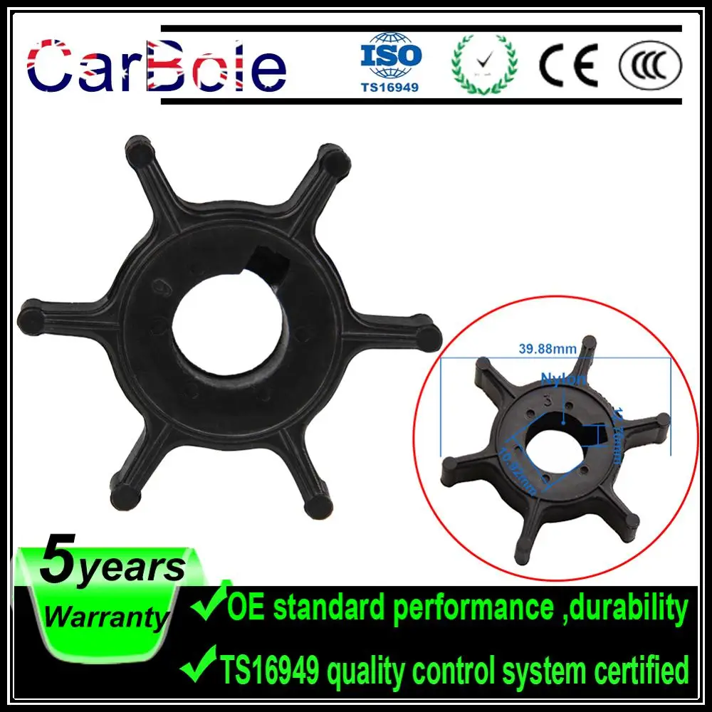 

Carbole Outboard Impeller for Yamaha for Hidea 4 stroke 4HP 5HP 6HP 6E0-44352 Boat Motor for Sierra 18-3073 for Mercury