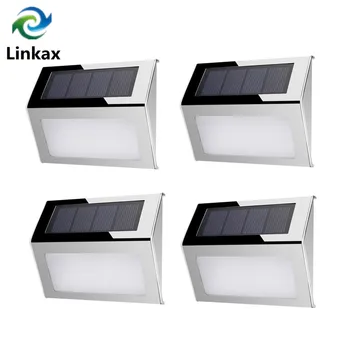 

New Yellow/White LED Solar Light Wall Lamp Stainless Steel Waterproof Garden Decoration Fence Stair Pathway Yard Security Light
