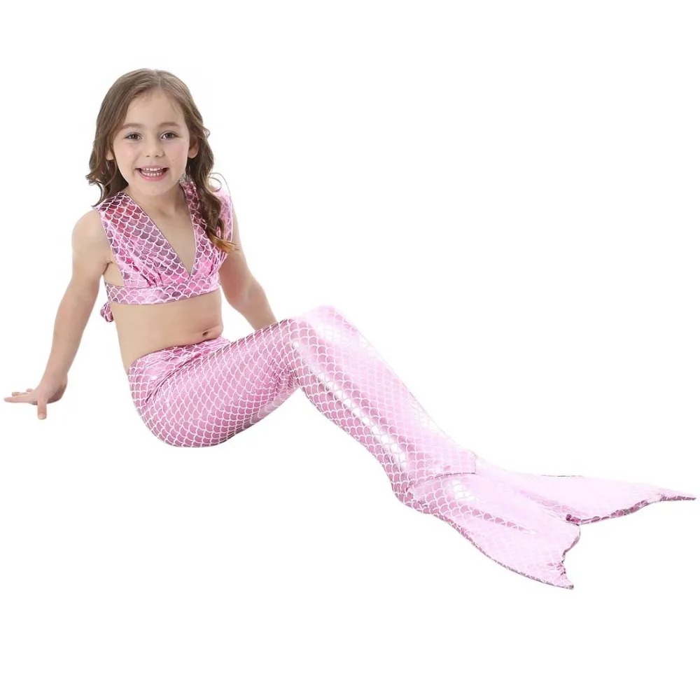 Girls Walkable And Swimmable Mermaid Tail Swimsuit Cosplay Costume Kids Children Bikini And Sparkle Mermaid Swimtail