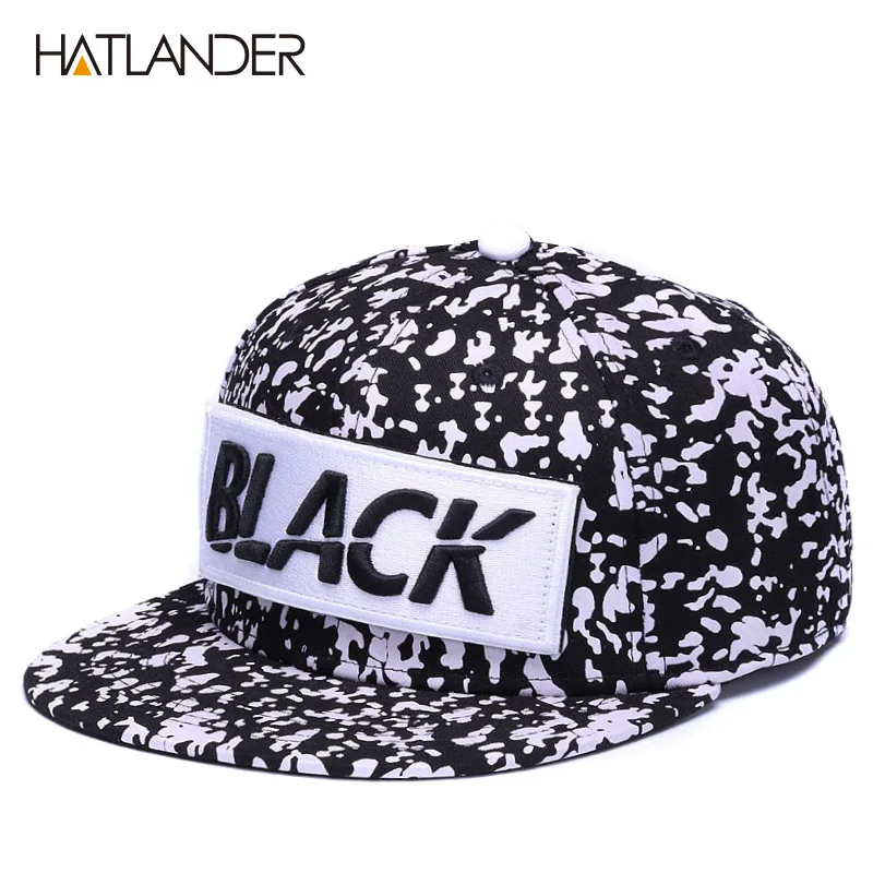 HATLANDER вышивка черные бейсболки с буквами snapback кепка 6 панелей bone gottas уличная