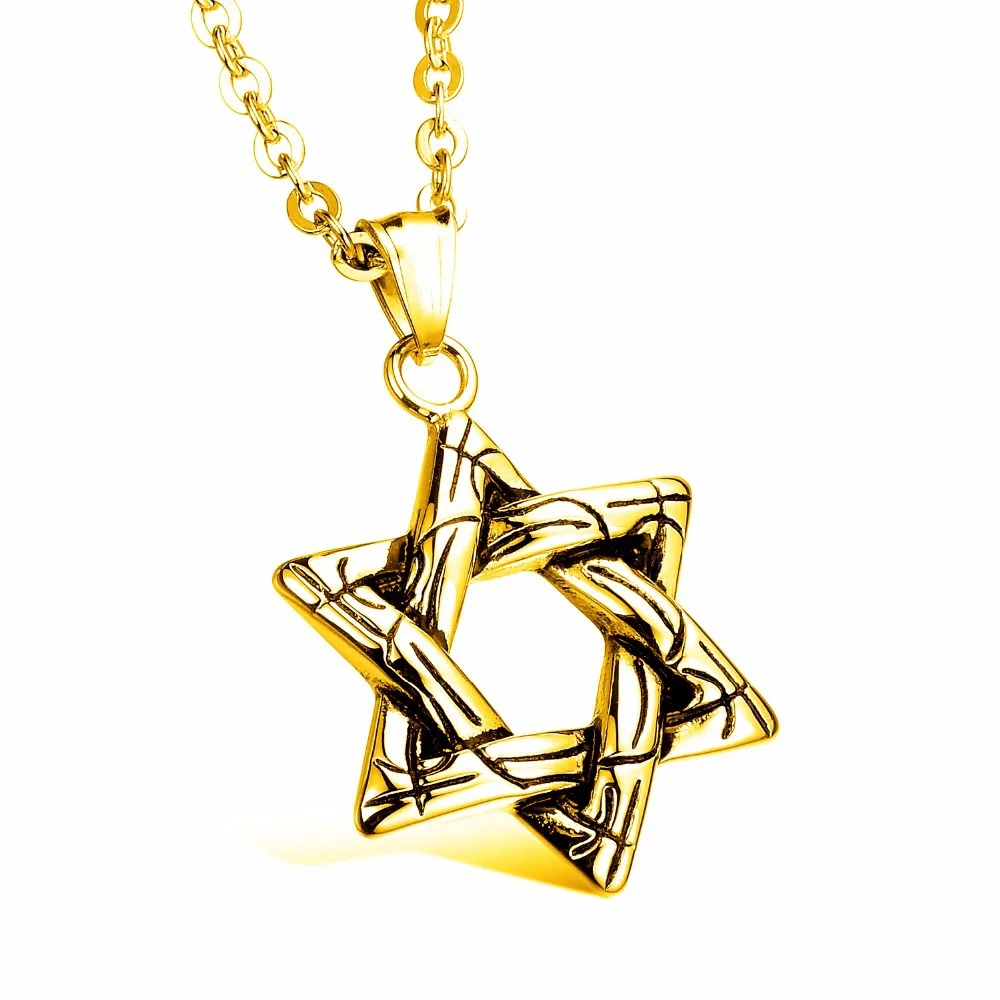 Hexagram Pendants Necklaces for Women Magen David Pendant Chain Gold Plated Jewelry Men Tantrism Jewish Star Solomon seal Israel | Украшения