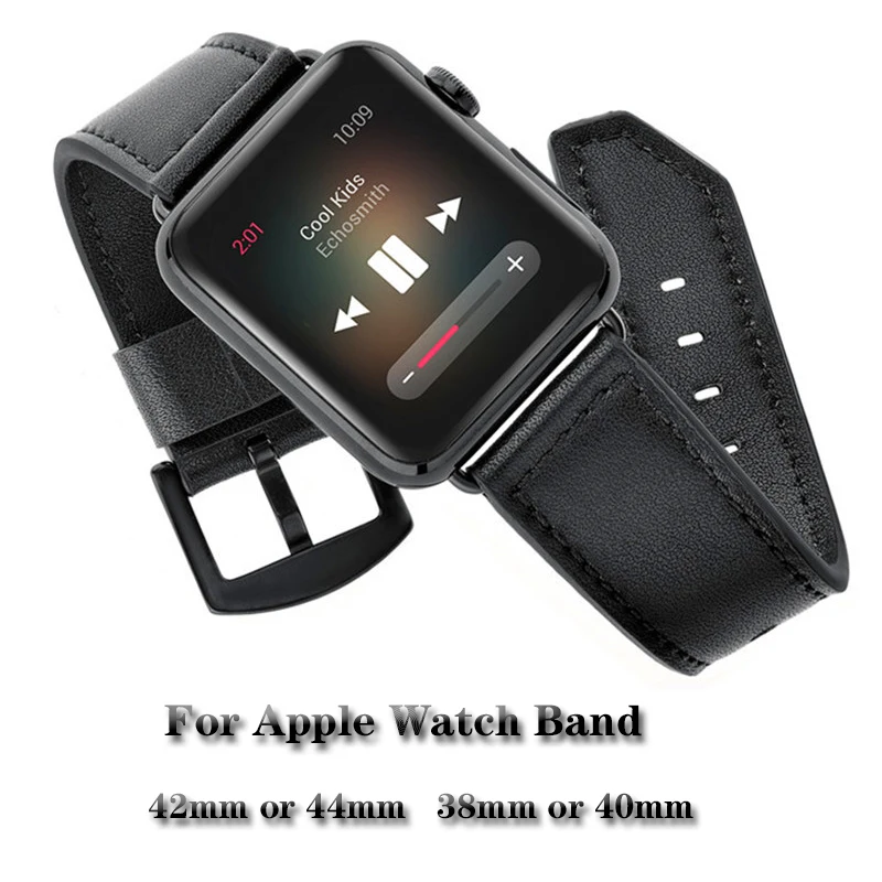 

Genuine Leather Bracelet Strap for apple watch band 4 44/40mm Men Women watches accessories for iWatch series 3 2 1 42/38mm band