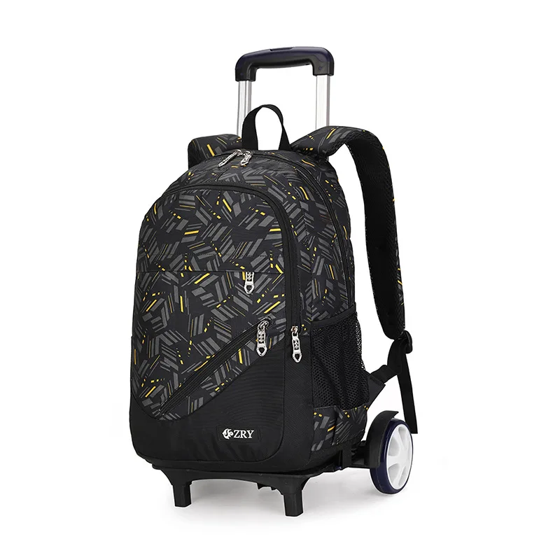 ZIRANYU/детский школьный ранец на колесиках для мальчиков и девочек, сумка для багажа, рюкзак, последние съемные детские школьные сумки, 2/6 колеса, комплект из 3 предметов - Цвет: 912400BL Two rounds