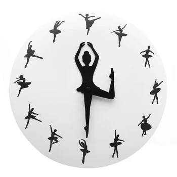 

Ballet Modern Design Wall Clock Ballerina Girl Dancing Clocks Wall Decor For Dance Room Swan Lake Art Decorative Clocks
