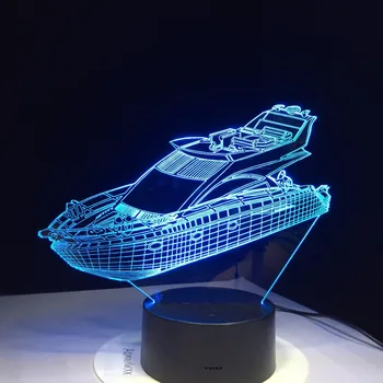 

Yacht 7 Color 3D LED Lamp Visual Led Night Lights For Kids Gift Touch Usb Table Lampara Baby Sleeping Nightlight Nursery Lamp