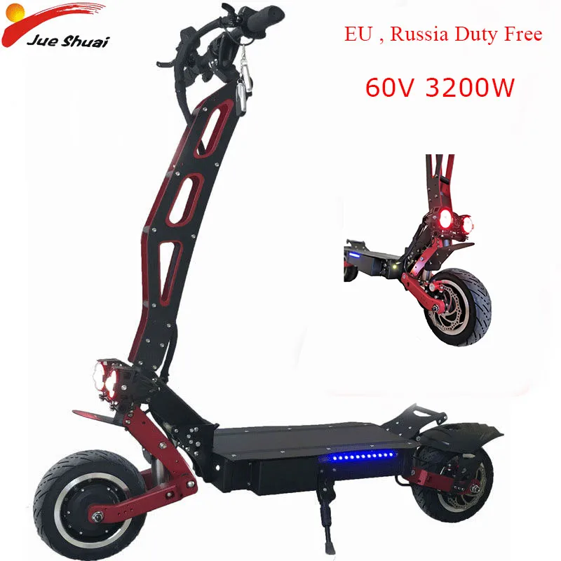 Flash Deal 3200W 60V Electric Scooter 11inch 2 motor Wheel LG Lithium Battery Adult Fat Tire Folding Skateboard Patinete Eletrico e scooter 0