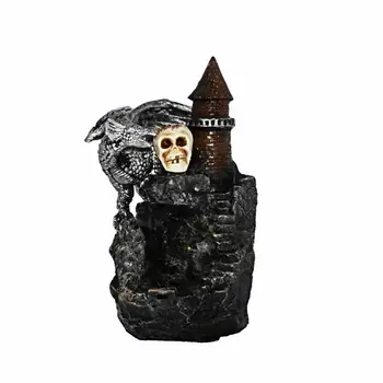 

Skull Backflow Incense Burner Creative Castle Incense Waterfall Porcelain Aromatic Home Office Decor Crafts Tower Incense Holder