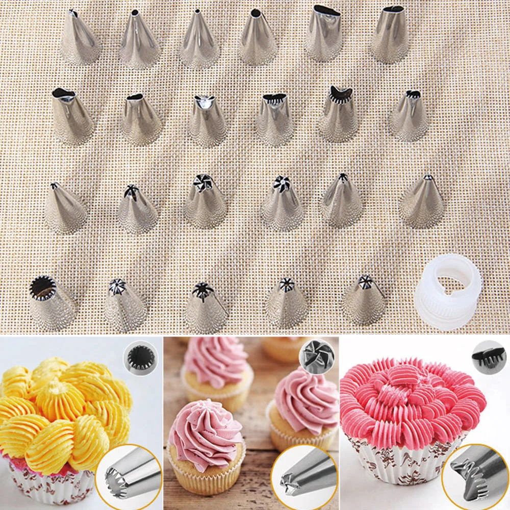 24Pcs/set Stainless Steel Nozzle Icing Piping Russian Tulip Nozzles