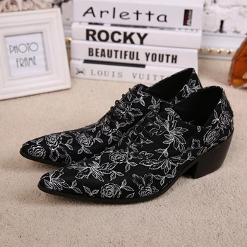 

Plus Size New Luxury Pointed Toe Lace up Man Height Increased Oxfords Cow Suede Leather Men's Wedding Party dance Shoes SL248