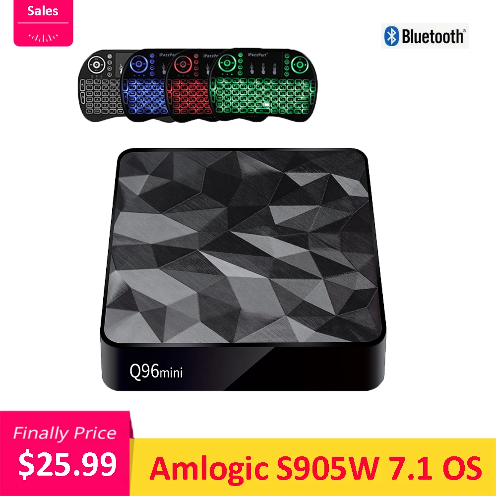 

Q96 Mini Smart TV Box Amlogic S905W 2.4G WiFi BT4.1 H.265 4K Android 7.1 OS Set Top Smart TV Box PK X96MINI