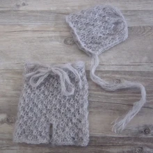 Детские мохеровые брюки с шапка, аксессуары для фотографий, мохеровое платье ручной работы, Одежда для новорожденных фото реквизит