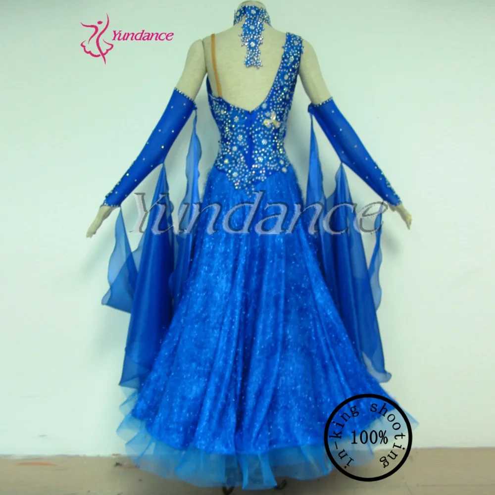 Королевский синий стандартный бальный зал танцевальное платье для выступлений костюмы B-11416