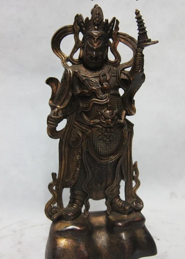 

Collectible bronze lion statue S1146 12 Chinese Folk Copper Bronze Classical Myth Tota Lee King LiJing God Statue B0403