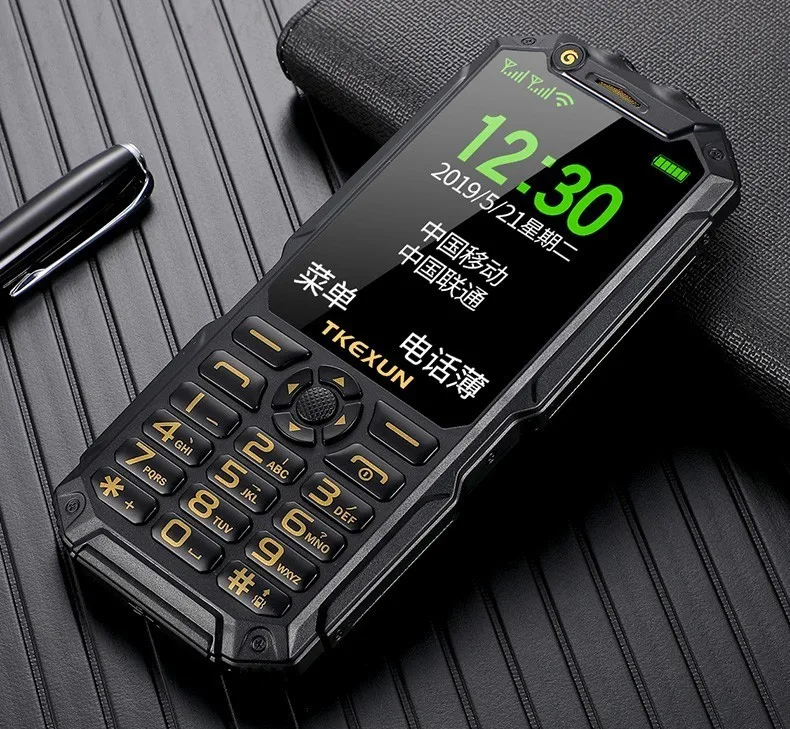 TKEXUN Q8A кнопочный мобильный телефон 3,0 "внешний аккумулятор, Wi-Fi, две sim-карты, MP3 камера, фонарик, большой динамик, дешевый мобильный телефон