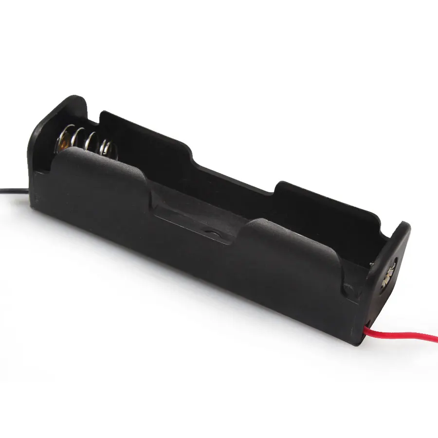 

100PCS/lot Wholesale 18650 3.7V Clip Box Holder For 1 x 18650 Black With Wire Leads Plastic Battery Storage Case