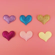

20pcs/Lot 3.8x3cm Glitter Heart Felt Padded Applique for DIY Children headwear Accessories And DIY Craft Decoration